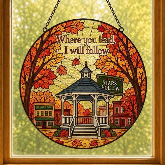 Girls Fall Lead Stars Hollow Stained Glass Window Hanging Decor Suncatcher