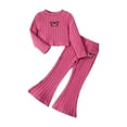 thumbnail image 1 of Girls Fall Outfits Girls 2 Piece Sets Long Sleeve Thermal Shirt Set Flare Pants Fall Outfit Girls Clothes Hot Pink 5 -6, 1 of 5