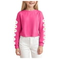 thumbnail image 1 of Girls Fall Outfits Size 10-12 Loose Crewneck Sweatshirt for Boys Girls Color Block Raglan Sleeve Pullover Tops Kids Outdoor Workout Athletic Outfits, 1 of 5