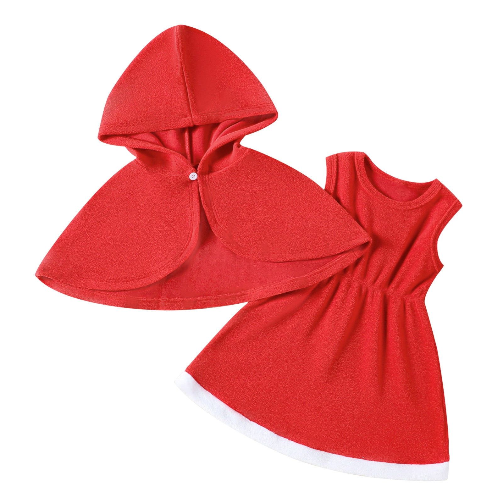 Girls Fall Outfits Sleeveless Christmas Fleece Vest Dress Hooded Robe