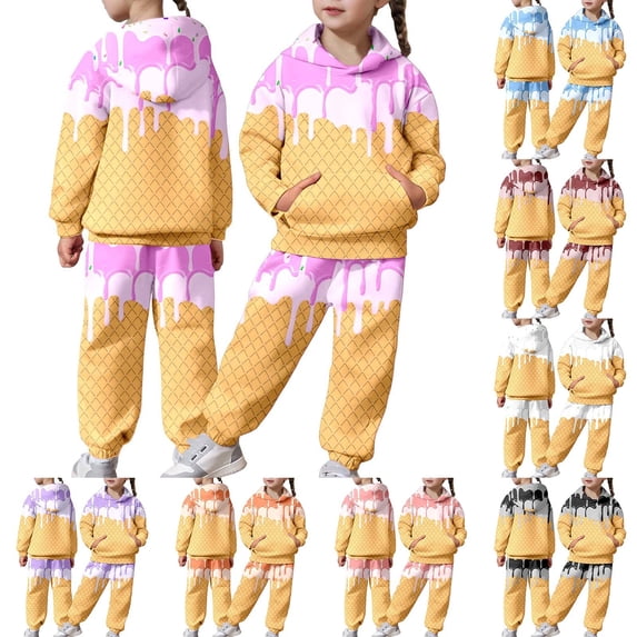 Girls Fall Outfits Toddler Graphic Long Sleeve Sweatshirt Tops Elastic Pants Jogger Casual Fall Toddler To Big Kid Sizes