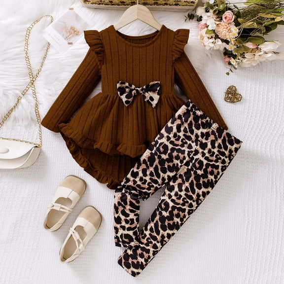 Girls Fall Outfits for School Toddler Baby Girl Clothes Fall Winter Outfits Infant Ruffle Long Sleeve Shirts Pants Cute Girls Clothing Set