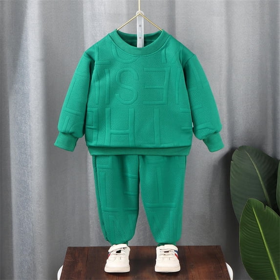 Girls Fall Pullover Two Piece Set Boy Casual Sweatshirt Children Outfits Soft Warm Matching Tracksuit