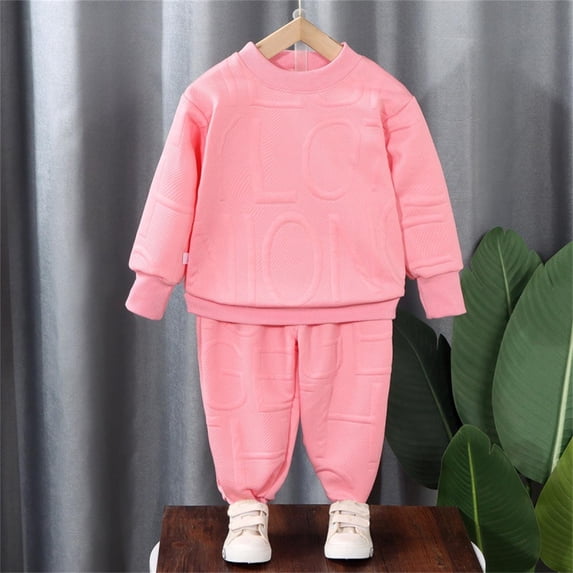 Girls Fall Pullover Two Piece Set Boy Casual Sweatshirt Children Outfits Soft Warm Matching Tracksuit
