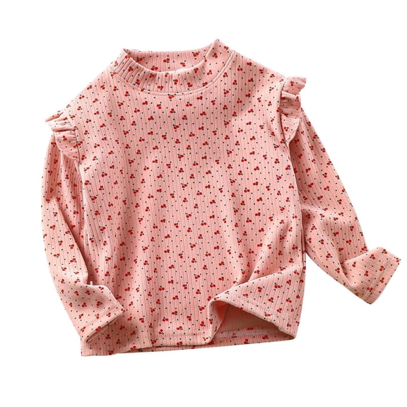 Girls Fall Shirts & Blouses Winter Floral Base Flying Sleeve Base Pk2 Fall Tops for Girls Trendy for 12-18 Months