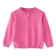 thumbnail image 1 of Girls Fall Sweater Uniform Jackets For Girls Girl's Sweater Cotton Crew Knit Neck Long Sleeve Uniform，Cotton Cardigan Sweaters Pink 6-7 Years, 1 of 7