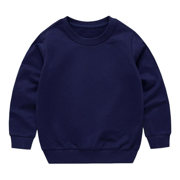 Girls Fall Trendy Tops New Toddler Baby Boys Girls Basic Sweatshirts Long Sleeve Crew Neck Pullover Tops Fall Casual Trendy Outfits Navy 5 Years