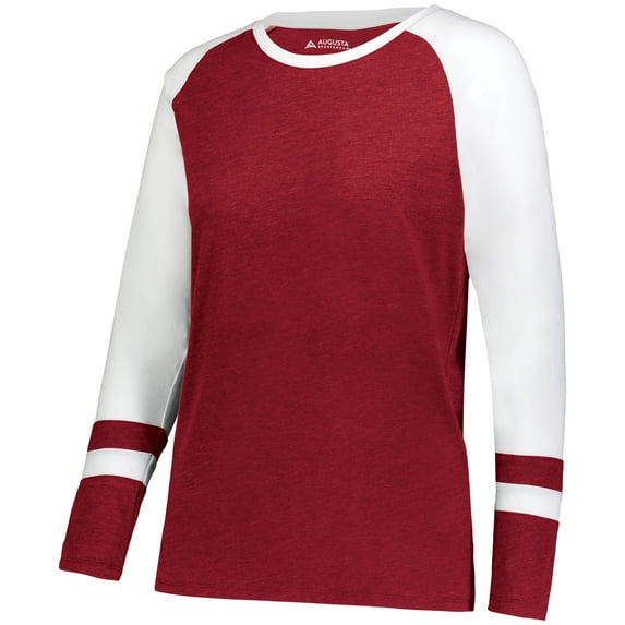 Augusta Sportswear 2918.408.L Girls Fanatic 2.0 Long Sleeve T-Shirt, Scarlet & White - Large