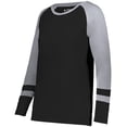 thumbnail image 1 of Augusta Sportswear 2918.92T.L Girls Fanatic 2.0 Long Sleeve T-Shirt, Black & Grey Heather - Large, 1 of 1