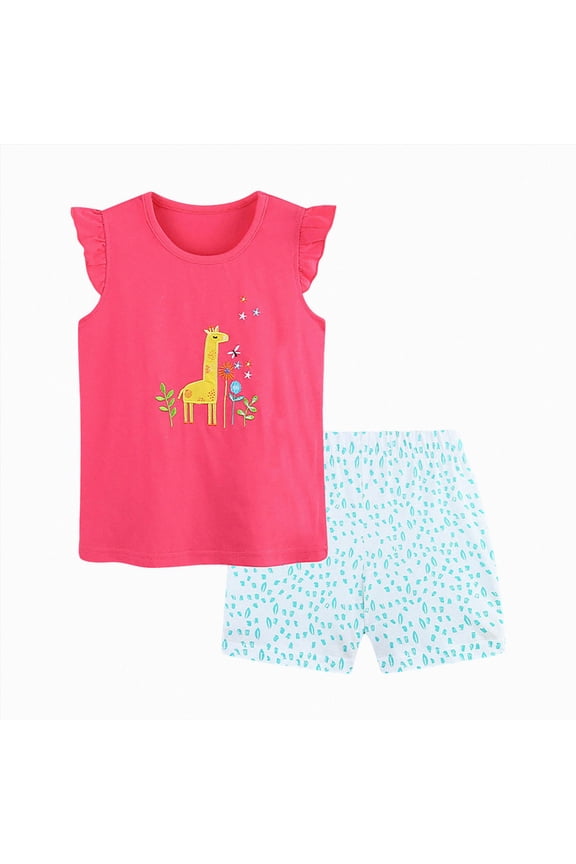 Girls Fantasy Outfit Ice Cream Unicorn Print Ruffle Top Shorts Cute Cartoon Set 1T 2T 3T 4T 5T 6T 7T