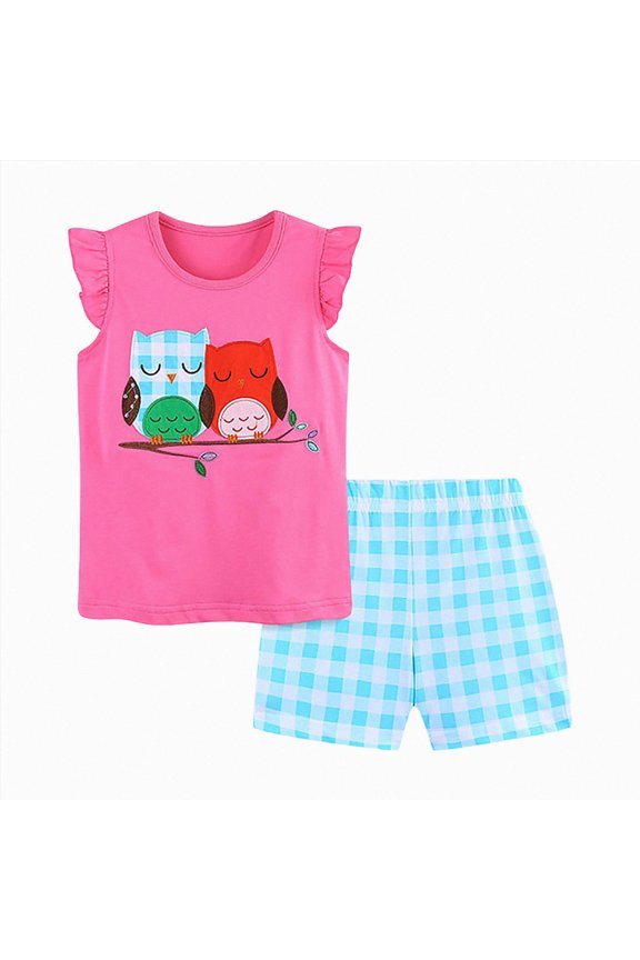Girls Fantasy Outfit Ice Cream Unicorn Print Ruffle Top Shorts Cute Cartoon Set 1T 2T 3T 4T 5T 6T 7T