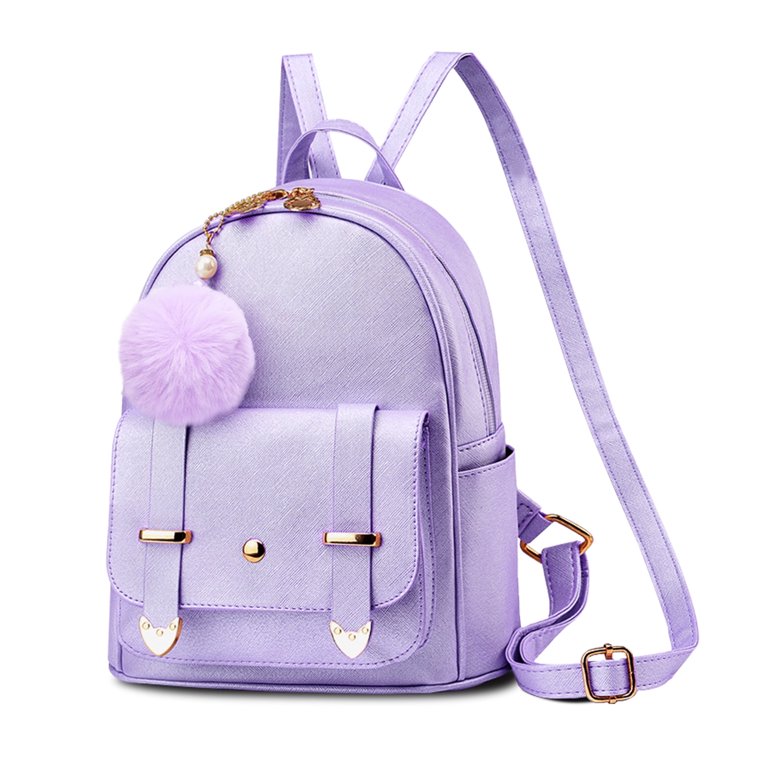Mini PU Leather Backpack with Pompom, 7 Pockets, Waterproof Daypack Amazon.com: Missnine Mini Backpack for Women Cute Small  main image 2