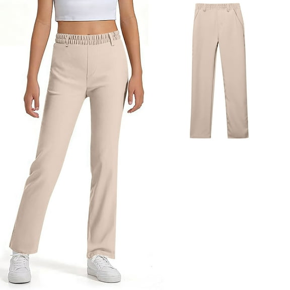 Girls' Fashion Beige Girls Dress Pants Casual Daily Wear Tuxedo Pants Girls' Suits 11-12 Years