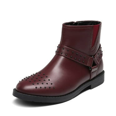 BURUDANI Kids Girls Fashion Boots Ankle Zipper Little Kid / Big Kid RED WINE Size 2