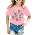 thumbnail image 1 of Girls Fashion Casual Letter Round Neck Short Sleeved T Shirt Top - Soft Breathable Fabric - 1-13 Years - Size 100-160, 1 of 3