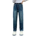 thumbnail image 1 of MEZZALL Girls Fashion Cute Embroidered Pants Elastic Waist Wide Leg Jeans Loose Casual Pants With Pockets Comfort Dailywear 7-8 Years, 1 of 4