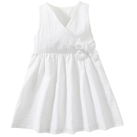 Girls Fashion Dresses Baby Girl Dresses 0-3 Months Wedding Girls Summer Dresses V Neck Casual Dress for Toddlers 1 6 Years Elastic Waist Breathable Comfortable Outfit for Daily Wear 4-5 Years