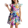 thumbnail image 1 of Girls Fashion Dresses Black Dress Girls Summer Dresses Floral Print Casual Sleeveless Dress for Toddler Kids Age 3 10 Playground School Outdoor Daily Wear Comfortable Breathable Outfit 5-6 Years, 1 of 4