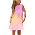 thumbnail image 1 of Girls Fashion Dresses Dress Plus Size Pencil Dress Girls' Summer Sleeveless A Line Dress Stretchy Comfort Round Neck Casual with Gradient Print for Toddler Kids Beach & Outdoor Activities 11-12 Years, 1 of 5