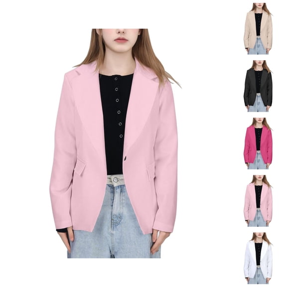 Girls' Fashion Girl Jacket Girls Solid Color Formal Lapel Suit Coat Button Down Long Seelve Suit Jacket For Kids