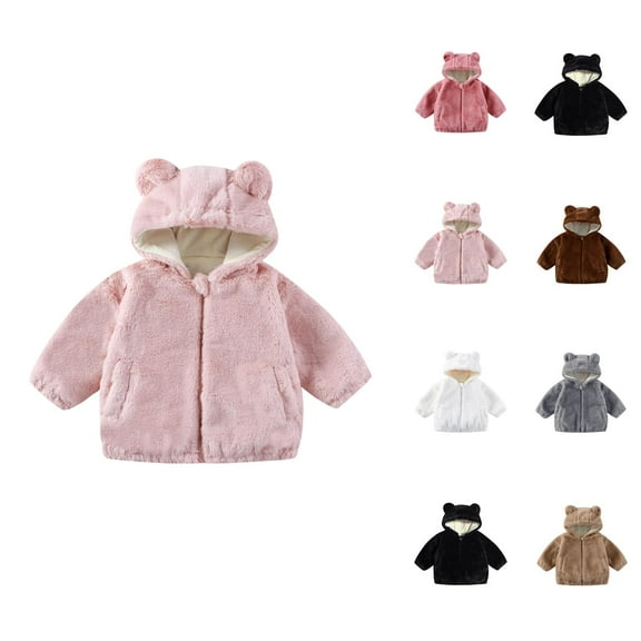 Girls' Fashion Girl Jacket Girls Winter Coat Soft Hooded Jacket With Ears Zip Up Outerwear For Toddlers And Kids Warm Cozy Fall Outerwear