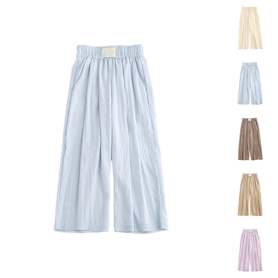 Girls Fashion Girl Pants Girls Casual Pants Wide Leg Palazzo Boho Summer Trousers For Toddler Kids Youth Comfortable Elastic Waist Lightweight Breathable
