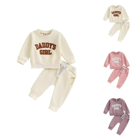 Girls' Fashion Girl Set Autumn Toddler Baby Girl Fall Outfits Letter Embroidery Long Sleeve Sweatshirt + Sweatpants Set Spring Clothes