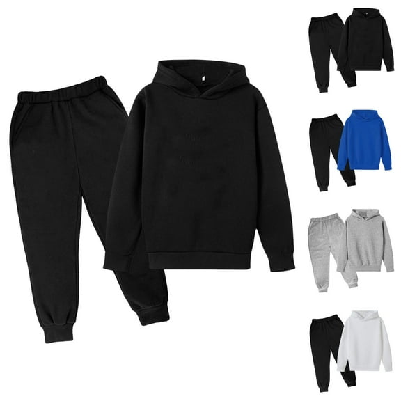 Girls Fashion Girl Set Children Kids Casual Solid Color Long Sleeve Hoodie Pullover Sweatshirt Tracksuit Jogger Sweatpants Unisex 2 PC Sweatsuit Set