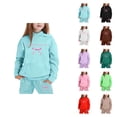 thumbnail image 1 of Girls' Fashion Girls Clothing Set Child Toddler Boys Girls Long Sleeve Solid Warm Hoodie Pullover Tops Pants Kids Outfits Sweat Suit, 1 of 4