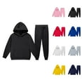 thumbnail image 1 of Girls Fashion Girls Clothing Set Child Toddler Boys Girls Long Sleeve Solid Warm Hoodie Pullover Tops Pants Kids Outfits Sweat Suit, 1 of 3