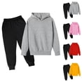 thumbnail image 1 of Girls Fashion Girls Clothing Set Children Kids Casual Letter Printed Long Sleeve Hoodie Pullover Sweatshirt Tracksuit Jogger Sweatpants Unisex 2 PC Sweatsuit Set, 1 of 4