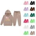 thumbnail image 1 of Girls' Fashion Girls Clothing Set Children's Middle And Large Children's Long Sleeved Letter Print Hooded Top Sweater Pants Set, 1 of 3
