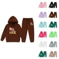 thumbnail image 1 of Girls Fashion Girls Clothing Set Children's Middle And Large Children's Long Sleeved Letter Print Hooded Top Sweater Pants Set, 1 of 3