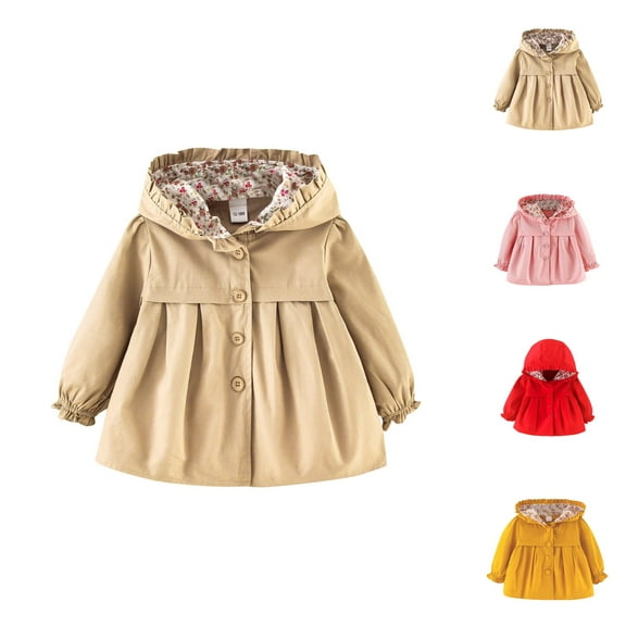 Girls' Fashion Girls Coats Toddler Casual Spring Fall Hooded Jackets Windbreaker Jacket Outwear Coat Baby Girls