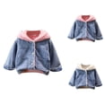 thumbnail image 1 of Girls' Fashion Girls Jacket Girls' Denim Jacket Baby Thick Clothes Children's Warm Cute Padded Jacket, 1 of 5