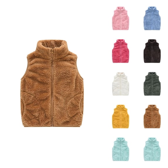Girls Fashion Girls Jacket Toddler Girls Boys Sleeveless Solid Jacket Zip Up Coat Fall Warm Winter Kids Outwear