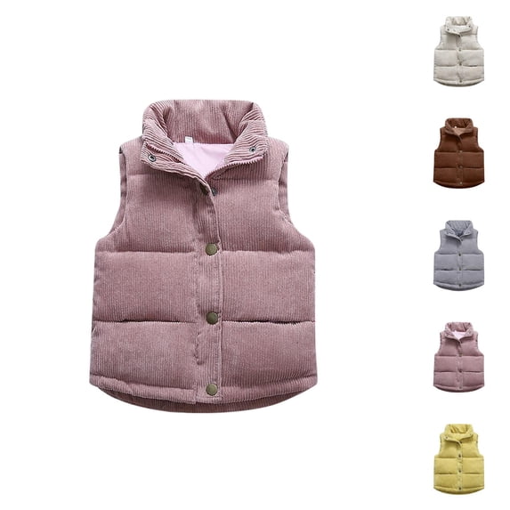 Girls Fashion Girls Jackets Toddler Kids Baby Boys Girls Corduroy Vest Fuzzy Sleeveless Coat Outerwear Pockets