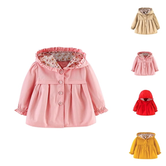 Girls Fashion Girls Lightweight Jacket Toddler Casual Spring Fall Hooded Jackets Windbreaker Jacket Outwear Coat Baby Girls