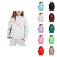 thumbnail image 1 of Girls' Fashion Girls Sets Child Toddler Boys Girls Long Sleeve Solid Warm Hoodie Pullover Tops Pants Kids Outfits Sweat Suit, 1 of 4