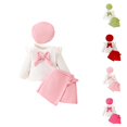 thumbnail image 1 of Girls Fashion Girls Sets Toddler Girl Big Bow Beret Long Sleeve Top And Skirt Fall/winter Three Piece Set, 1 of 9