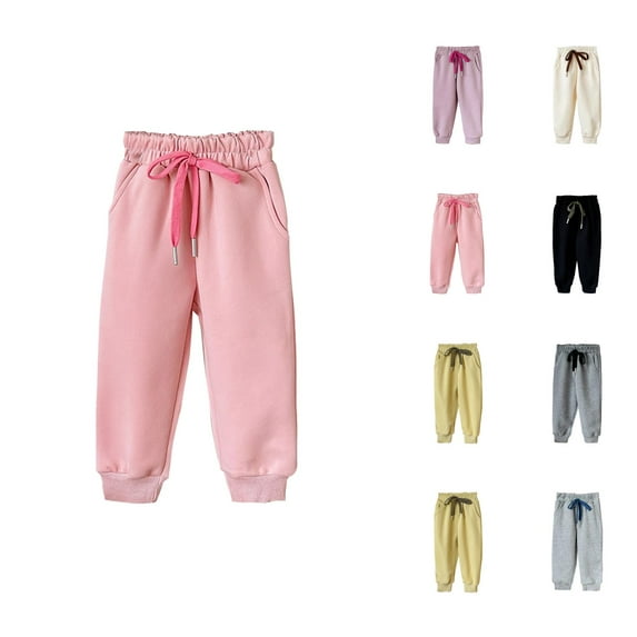 Girls Fashion Girls' Solid Joggers Kids Sweatpants Boys And Girls Soft Casual Straight Leg Athletic Pants With Drawstring And Pockets