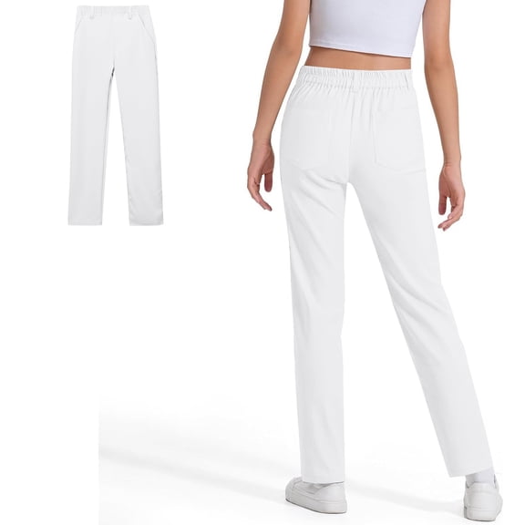 Girls' Pants White Suit for Girls Slim Fit Dress Pants Comfortable School Uniform Trousers Girls Suits Size 13-14 Years