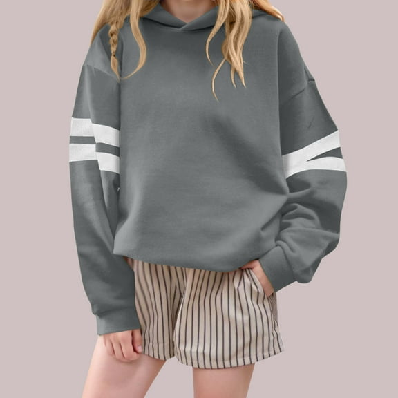 Girls Fashion Hoodie, Cute Long Sleeve Oversized Hooded Sweatshirt for School and Casual Pullover Tops New Girls Fashion Tops Gray 9-10 Years