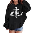thumbnail image 1 of Girls' Fashion Hoodies Oversized Graphic Print Hooded Long Sleeve Pullover Top Everyday Wear Girls Sweatshirts Black 2 years-3 years, 1 of 4