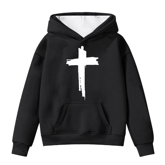 Girls' Fashion Hoodies Oversized Graphic Printed Cozy Hooded Long Sleeve Pullover Top Pocketed Back To School Daily Wear Girl's Sweatshirts Black 4 Years-5 Years