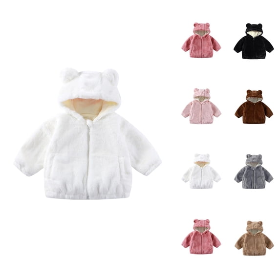 Girls' Fashion Jacket for Girls Girls Winter Coat Soft Hooded Jacket With Ears Zip Up Outerwear For Toddlers And Kids Warm Cozy Fall Outerwear
