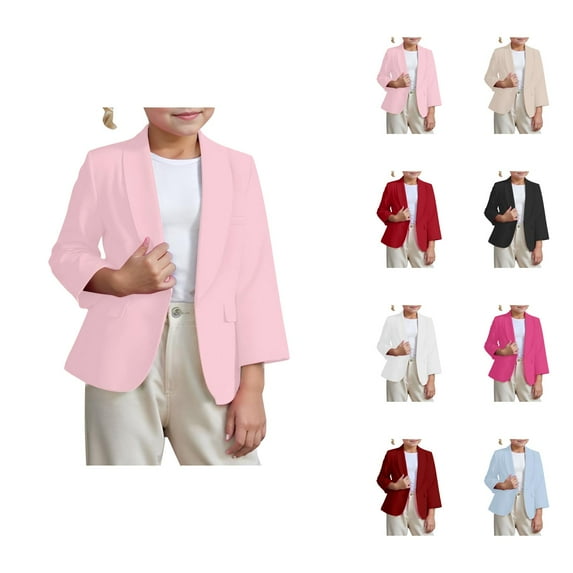 Girls' Fashion Jacket for Girls Solid Color Suit Jacket For Girls Small Casual Suit For Kids