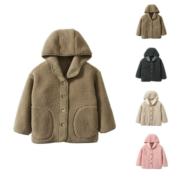 Girls Fashion Jacket for Girls Toddler Girls Boys Winter Long Sleeve Warm Hoodie Coat Jacket Solid Color Clothes