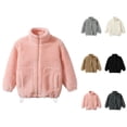 thumbnail image 1 of Girls Fashion Jackets for Girls Toddler Girls Boys Winter Long Sleeve Warm Solid Color Thicken Stand Collar Drawstring Thermal Coat Jacket, 1 of 7