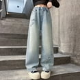 thumbnail image 1 of Girls'Fashion Jeans Elastic Waist Wide Leg Denim Pants Teen Girl Clothes Pants Girls, 1 of 8